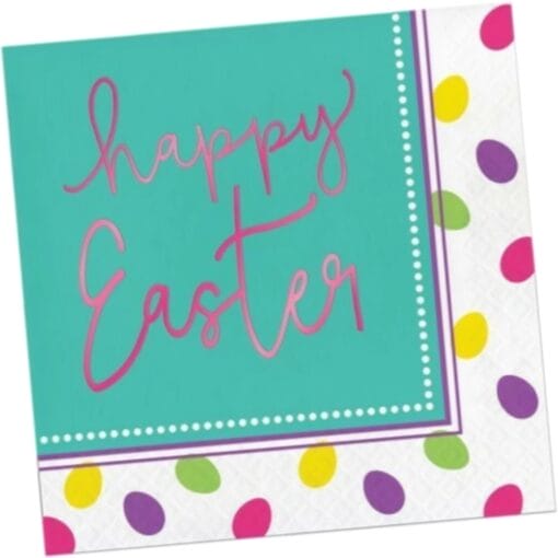 Foil Easter Eggs W/Happy Easter Napkins Lunch 18Ct