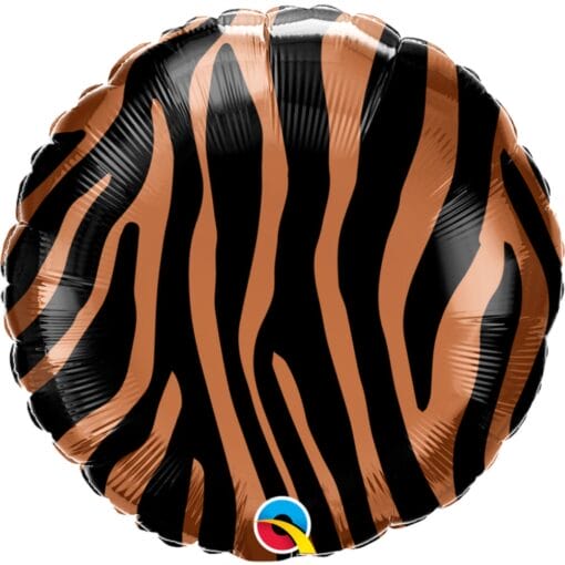 18&Quot; Rnd Tiger Stripe Black &Amp; Orange Foil Balloon