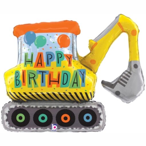 31&Quot; Shp Birthday Construction Excavator Foil Balloon