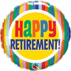 18" RND Happy Retirement Colorful Stripes Foil Balloon