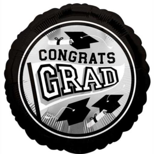 18&Quot; Rnd Grad Cap School Color Silver Foil Balloon