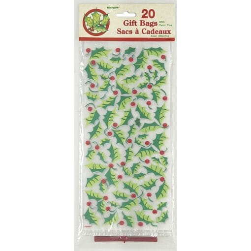 Christmas Holly Berry Cello Bags 20Ct
