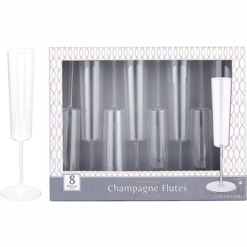 Champagne Flutes Clear Plastic 6Oz 8Ct