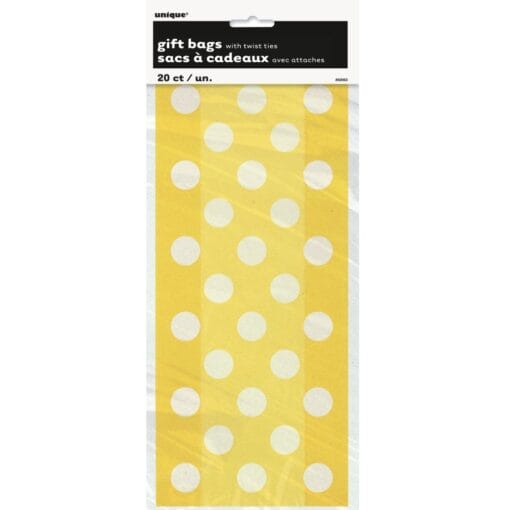 20 Snflw Yllw Dots Cello Bags