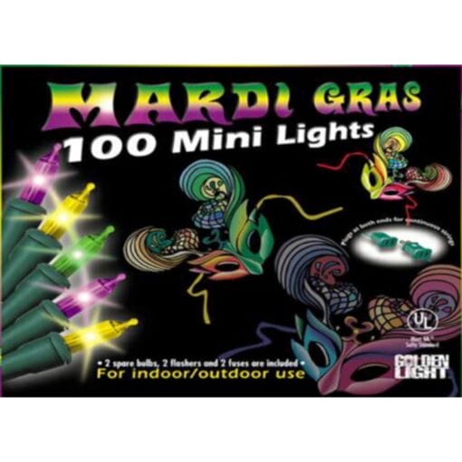 Mardi Gras Mini Lights 22' 100Ct