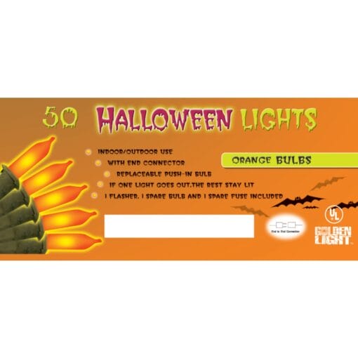 Halloween String Lights Orange 50Ct