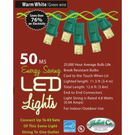 Led String Lights M5 Warm White 50Ct