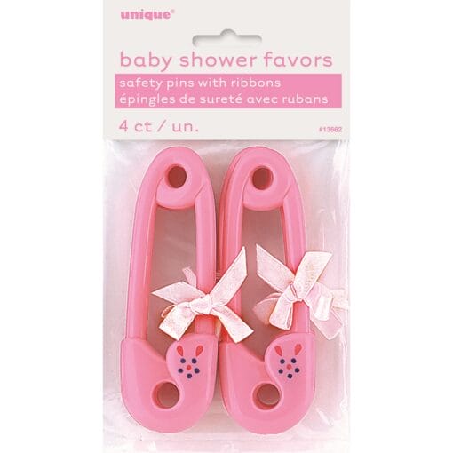 Pink Baby Pin Favors 4Ct