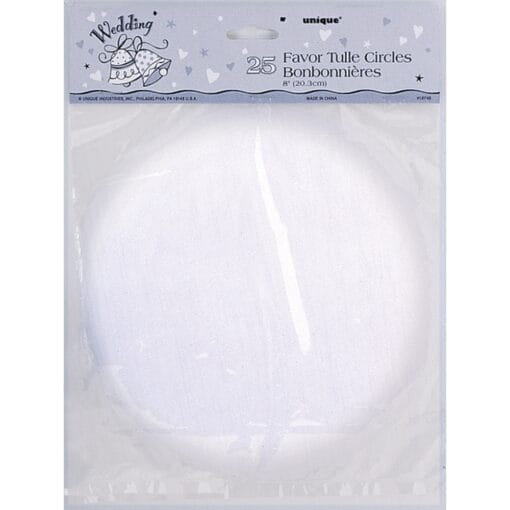 Favor Tulle Circles White 25Ct