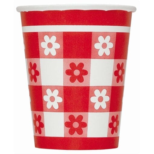 Red Gingham Cups 9Oz 8Ct