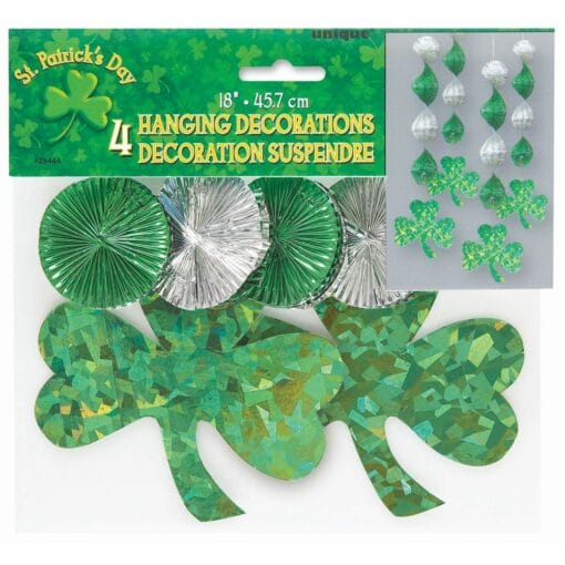 Shamrock Hanging Decor 18&Quot;L 4Ct