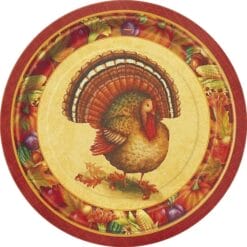 Festive Turkey Plates Paper 9" 8CT