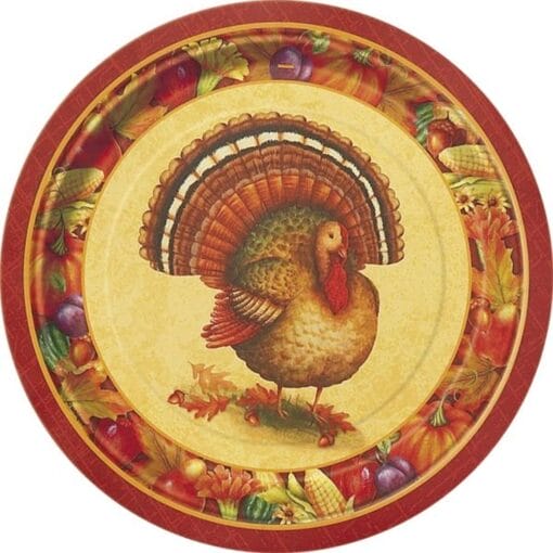 Festive Turkey Plates Paper 9&Quot; 8Ct