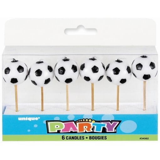 Soccer Ball Pick Candles 6Ct