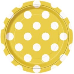 Snflwr Yellow Dots Plates Round 7" 8CT