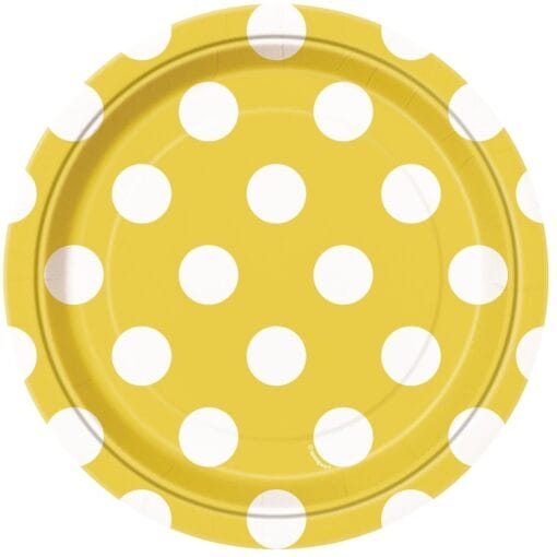 Snflwr Yellow Dots Plates Round 7&Quot; 8Ct