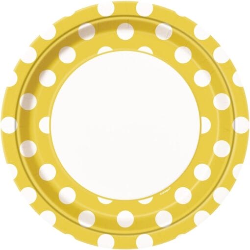 Sunflower Yellow W/Dots Plates 9&Quot; 8Ct