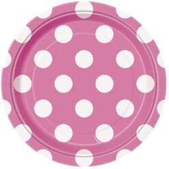 Hot Pink Dots Plates Round 7" 8CT