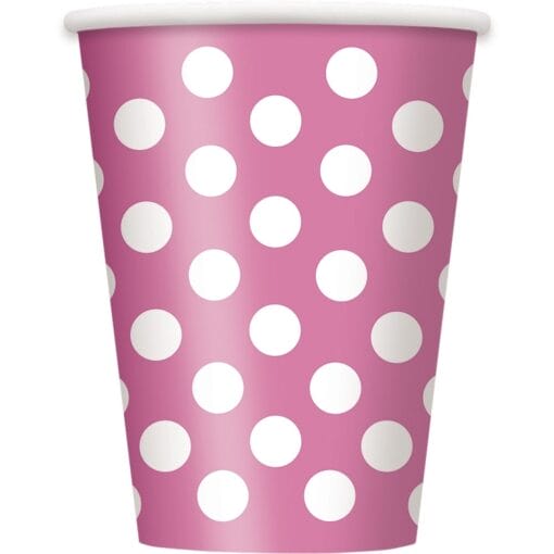 Hot Pink Dots Cups Hot/Cold 12Oz 6Ct