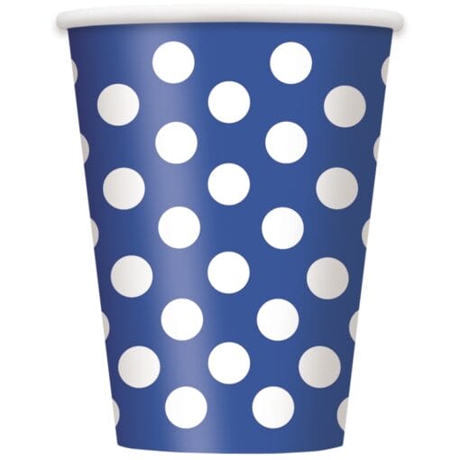 Royal Blue W/Dots Cups 12Oz 6Ct