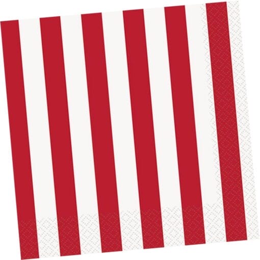 Red Stripe Napkins Lunch 16Ct