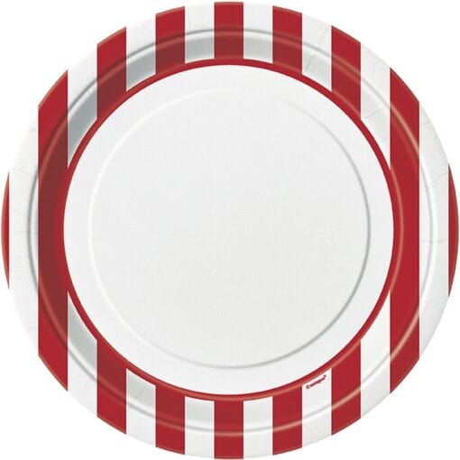 Red Stripe Plates 9&Quot; 8Ct
