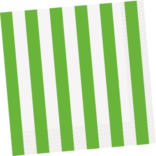 Lime Green Stripe Napkins Lunch 16Ct