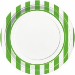 Lime Green Stripe Plates 9" 8CT