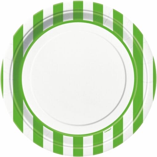 Lime Green Stripe Plates 9&Quot; 8Ct