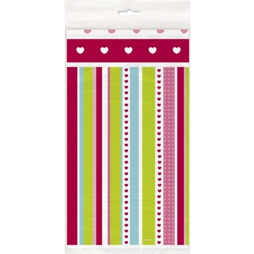 Valentine Stripe Tablecover Plastic