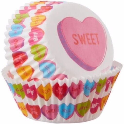 Valentines Candy Hearts Baking Cups 75Ct