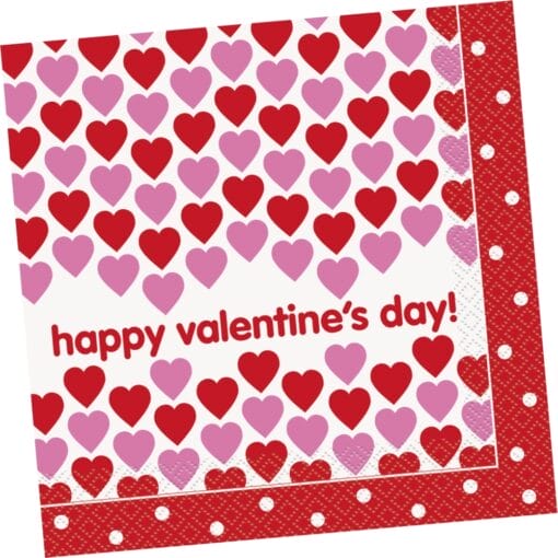 Valentine Hearts Napkins Lunch 16Ct