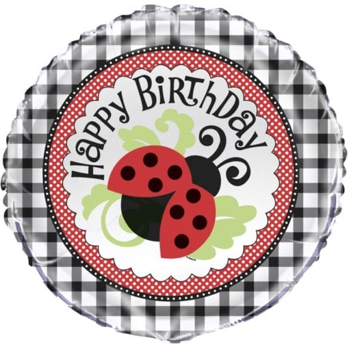 18&Quot; Rnd Hb Ladybugs Birthday Foil Bln