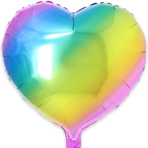 18&Quot; Hrt Shiny Rainbow Look Foil Balloon