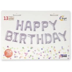 16" SHP Happy Birthday Shiny Silver Set