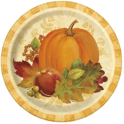 Pumpkin Harvest Plates Rnd 9&Quot; 8Ct
