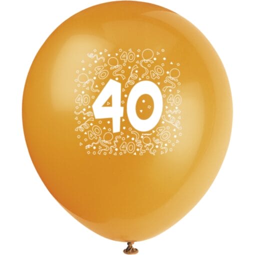 11&Quot; Number 40 Astd Latex Balloons 6Ct