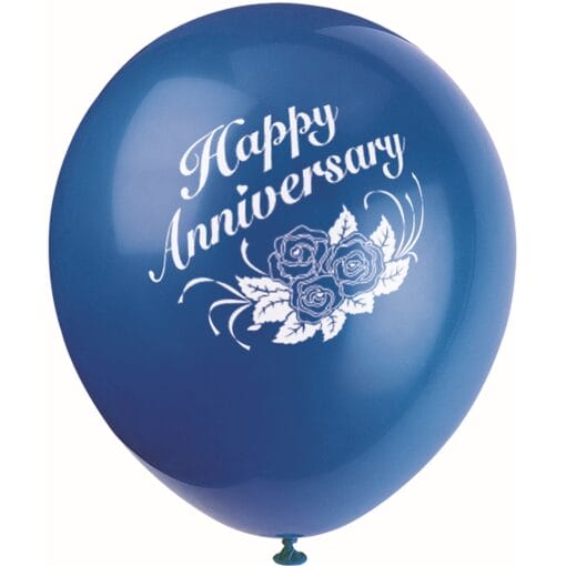 12&Quot; Anniversary Ltx Balloons Astd 2S 6Ct