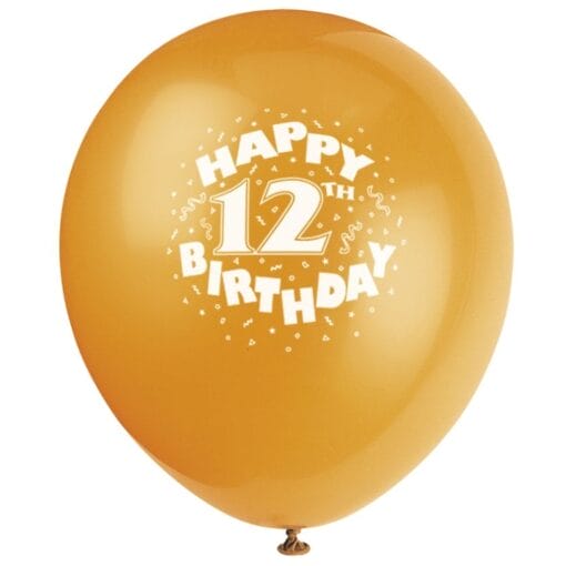 12&Quot; 12Th Birthday Astd Ltx Balloons 6Ct