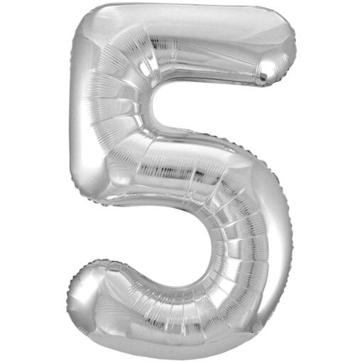 34&Quot; Shp Silver #5 Foil Balloon