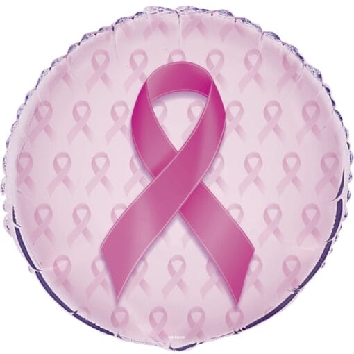 18&Quot; Rnd Breast Cancer Ribbon Foil Bln
