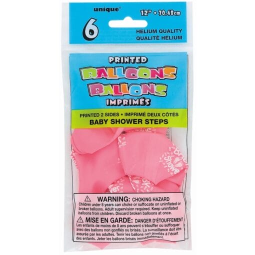 12&Quot; Baby Steps Pink Ltx Balloons 2S 6Ct