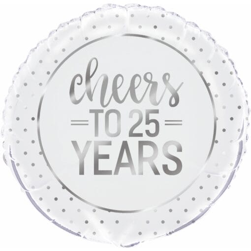 18&Quot; Rnd Silver Cheers To 25 Yrs Blln