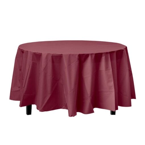 Burgundy Tablecover 84&Quot; Rnd Plastic