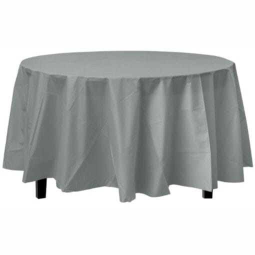 Silver/Grey Tablecover 84&Quot; Rnd Plastic