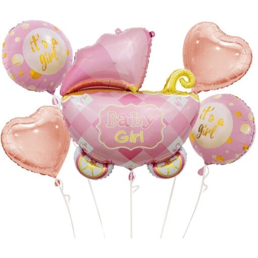 Bqt Baby Girl Balloons 5Pcs