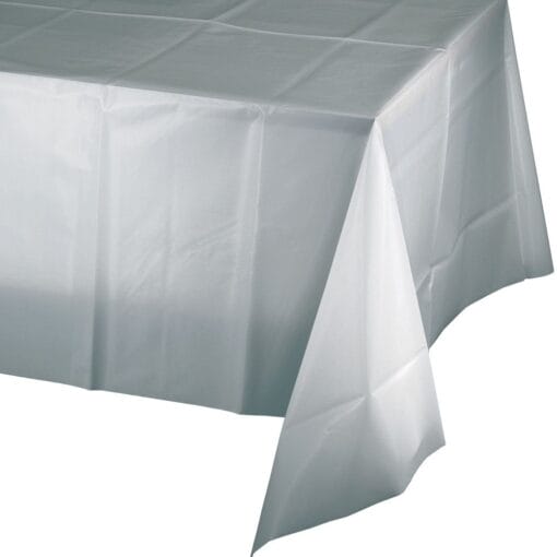 Silver Premium Plastic Tablecover 0.075Mm 54&Quot;X108&Quot;