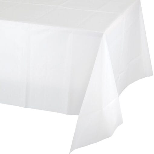 White Premium Plastic Tablecover 0.075Mm 54&Quot;X108&Quot;