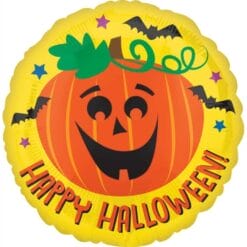 18" RND Halloween Pumpkin & Bats Balloon