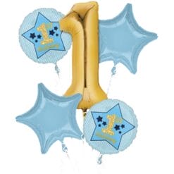 1st Birthday Boy Mylar Balloons Bouquet 5PCS
